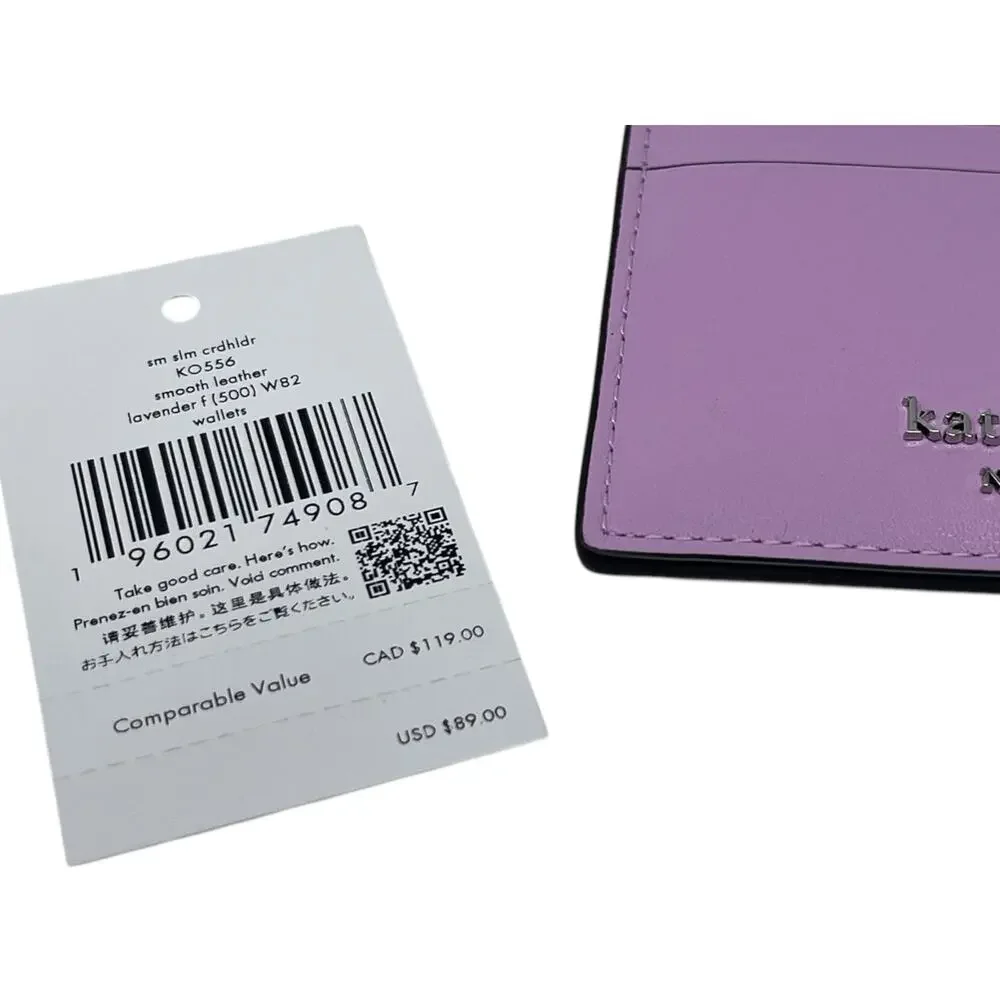 NWT Kate Spade Lavender Frost Smooth Leather Slim Card Holder Wallet $89